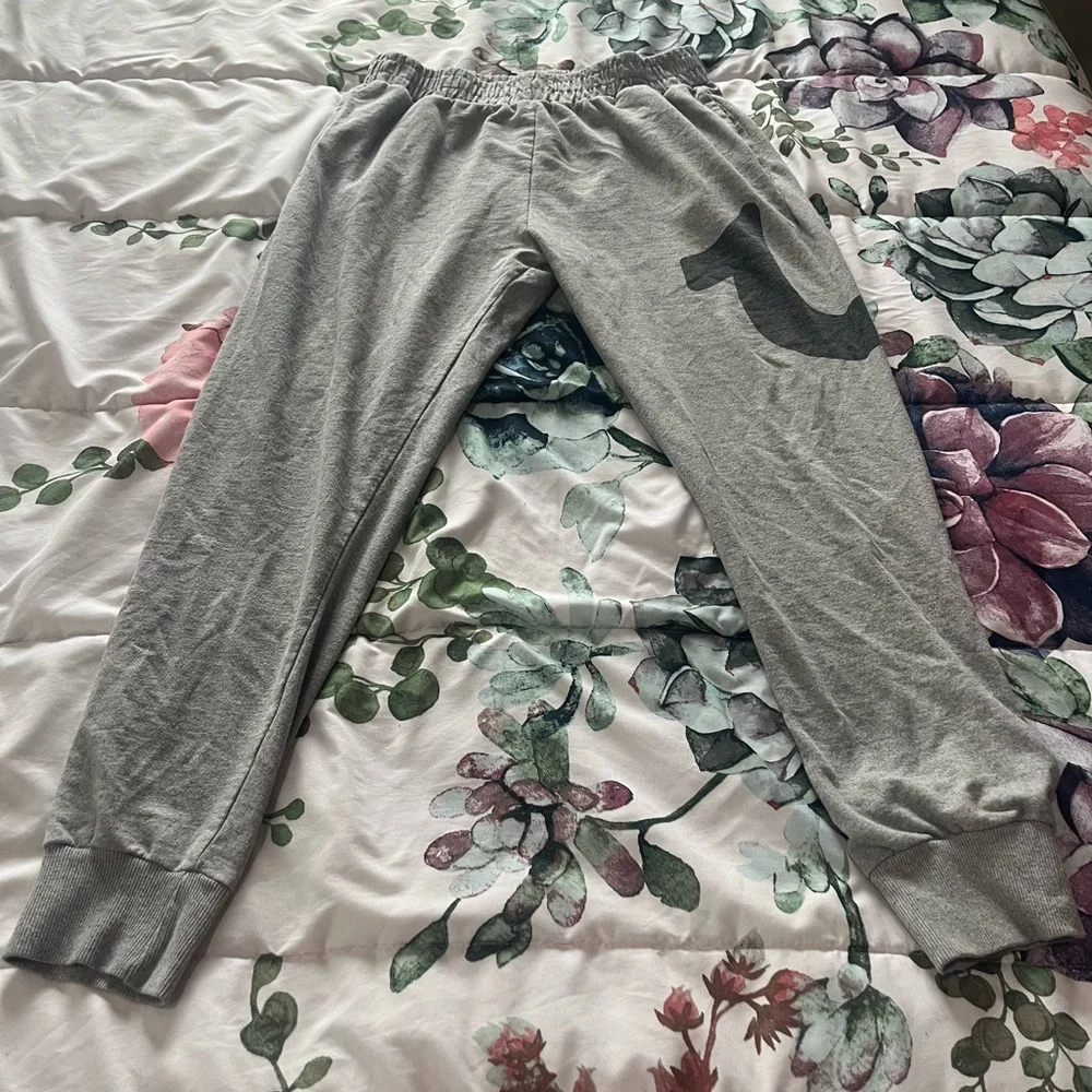 TRUE RELIGION Men's Gray Joggers Lounge‎ Wear Logo Print Size Medium
